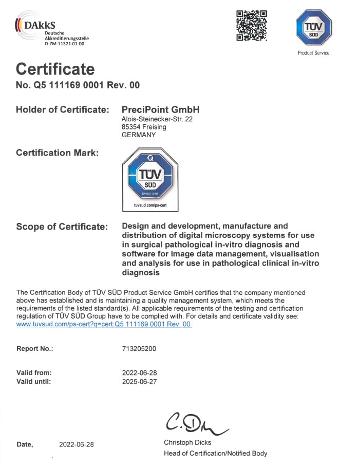 PreciPoint TUV SUD English Certificate